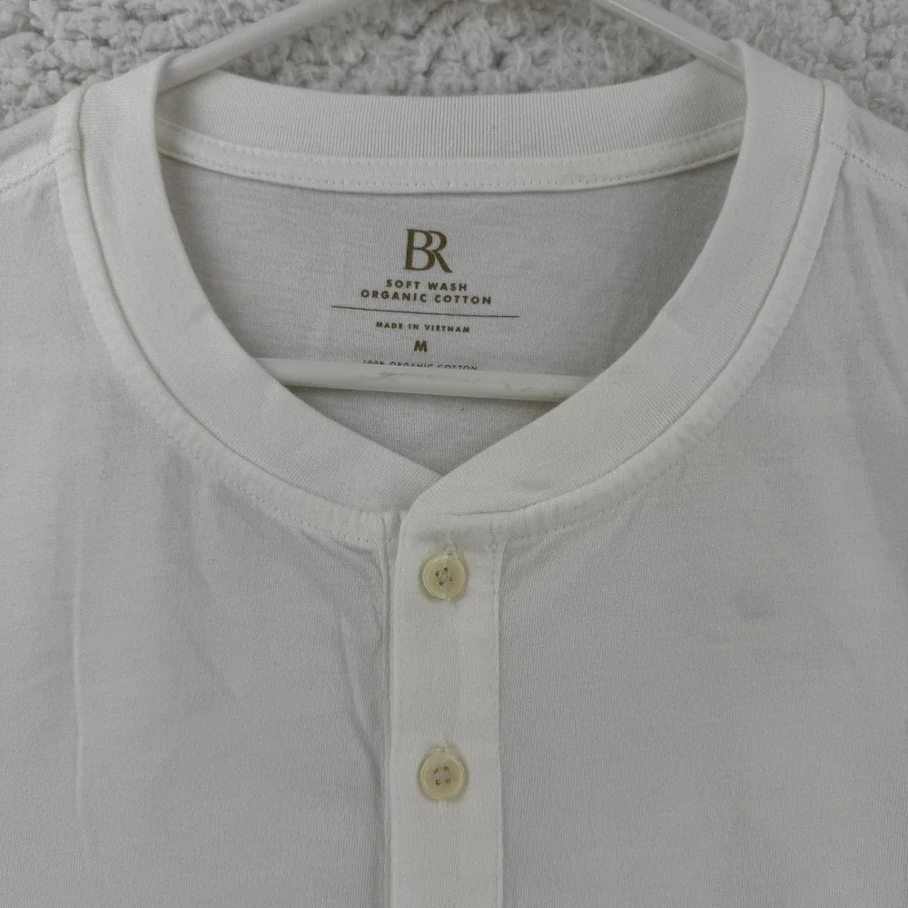 Banana Republic Shirt Mens Medium White Henley Long Sleeve T-Shirt Tagless NWT